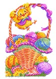 Gif animé Pâques panier pousssin
